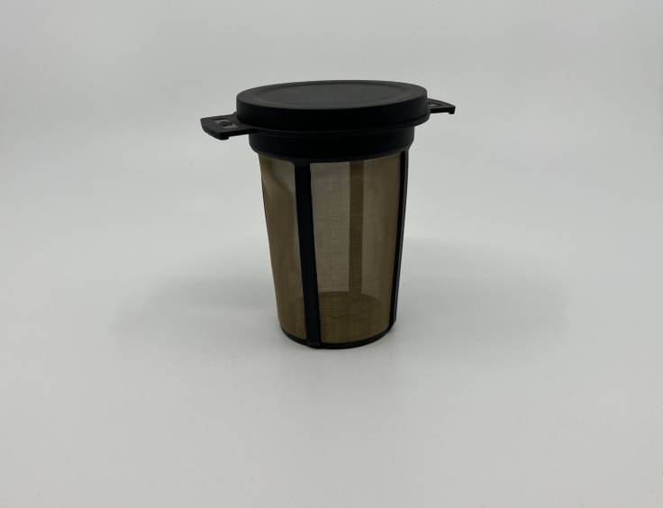 Schwarzer Plastikfilter mit Deckel 7 cm